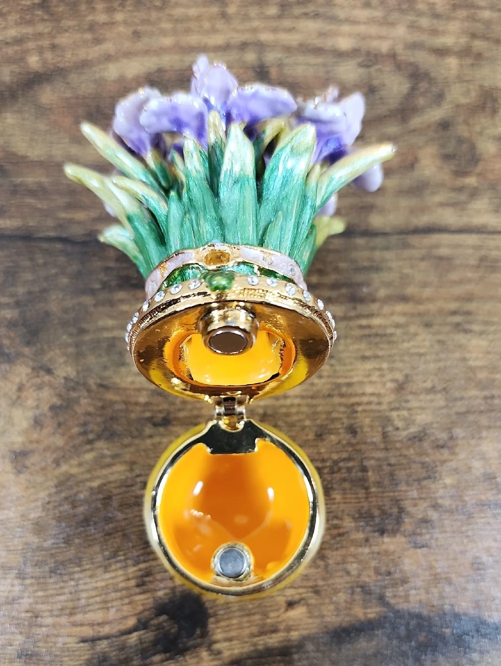 Miniature Jeweled Iris Flower Trinket Holder